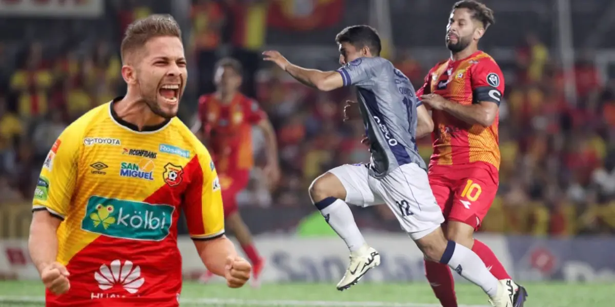 Elías Aguilar celebrando gol de Herediano. Foto: La Nación.