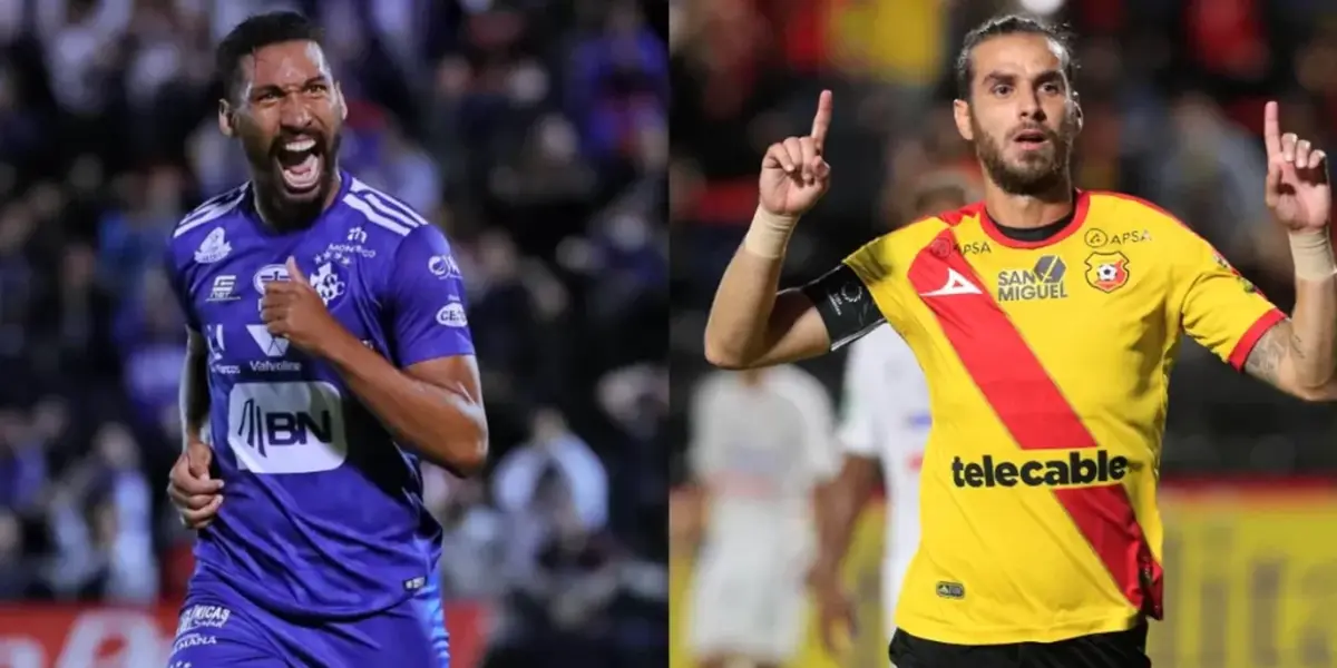 Marcel Hernández de Cartaginés y Yendrick Ruiz de Herediano celebrando. Foto: CR Prensa.