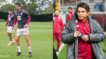 Vladimir Quesada y Mariano Torres en un entrenamiento de Saprissa. Foto: SAP.